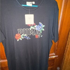 Puma Black Tee with Floral Design